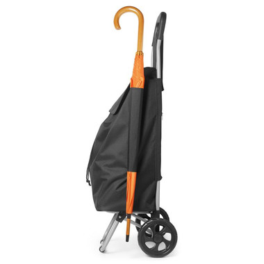 Trolley spesa con zip e porta ombrello colore nero