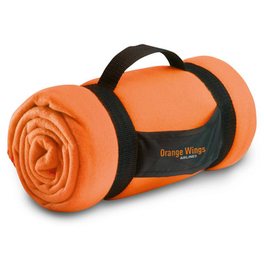 Coperta in pile con manico in nylon colore arancio