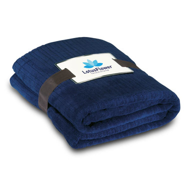 Coperta in pile da 240gr con biglietto d auguri colore blu