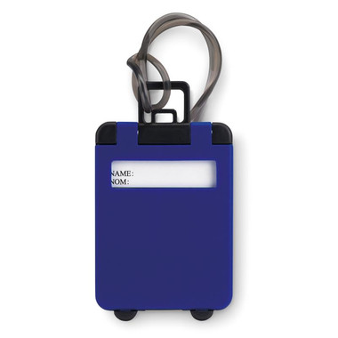 Etichetta bagaglio in plastica a forma di trolley colore blu royal MO8718-37