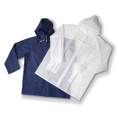 Impermeabile con cappuccio e tasche colore trasparente