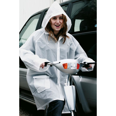 Impermeabile con cappuccio e tasche colore trasparente