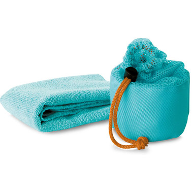 Asciugamano per viso con sacca abbinata colore blu KC6809-04