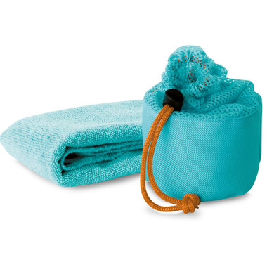 Asciugamano per viso con sacca abbinata colore blu