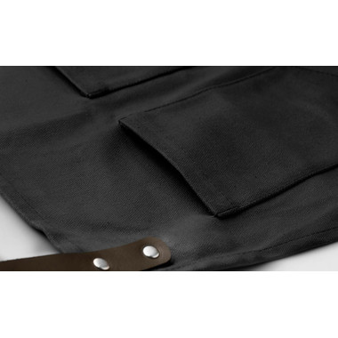 Grembiule rifinito in pelle con 3 tasche colore nero