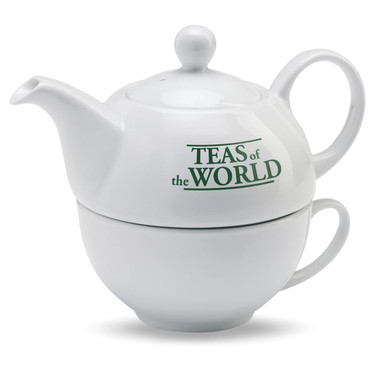 Set te teiera e tazza in confezione regalo nera colore bianco
