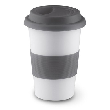Tazza take away con coperchio e anello protettivo in silicone colore grigio MO7683-07