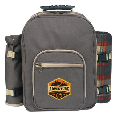 Zaino picnic per 4 persone con plaid e utensili colore marrone