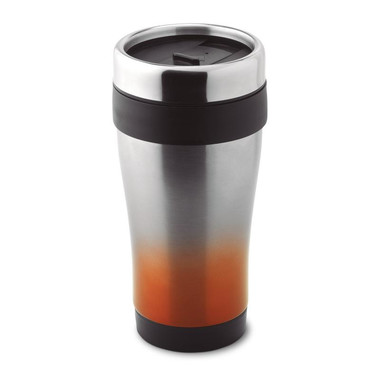 Mug con doppio rivestimento e tappo in plastica colore arancio MO8659-10