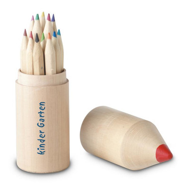 Set 12 matite in legno in confezione chiudibile colore legno