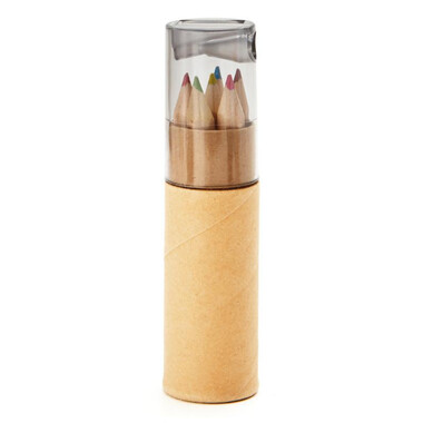 Set 6 matite colorate in contenitore con temperino colore grigio trasparente MO8580-27