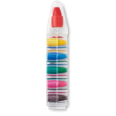 Set 6 pastelli a cera in contenitore a forma di penna colore trasparente