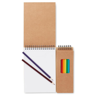 Set per colorare con quaderno e 6 disegni colore beige