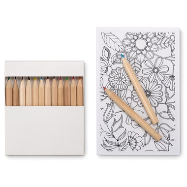 Set per disegnare con 12 matite e 10 fogli colore bianco MO8850-06