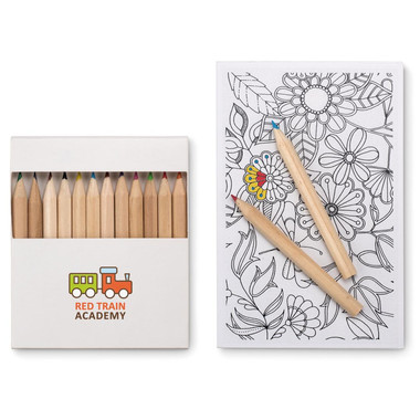 Set per disegnare con 12 matite e 10 fogli colore bianco