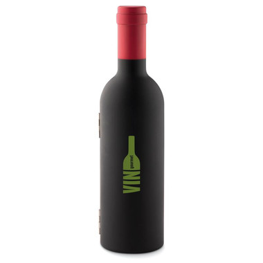 Set vino in confezione a forma di bottiglia colore nero