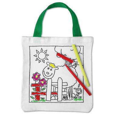 Shopper in cotone colorabile con 5 pennarelli colore bianco