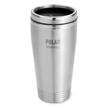 Tazza con doppia parete e tappo in PP nero colore argento opaco