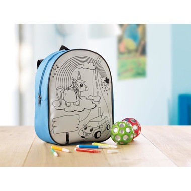 Zainetto colorabile con 5 pennarelli personalizzabile colore turchese