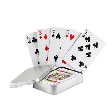 Carte da gioco francesi in confezione di latta colore argento opaco