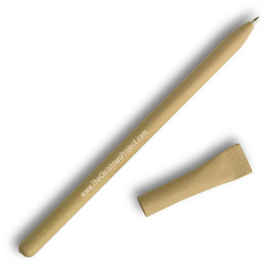 Penna a sfera blu in carta riciclata colore beige