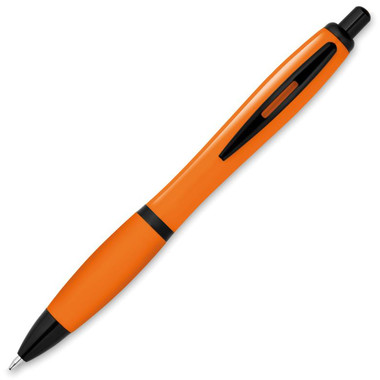 Penna a sfera colorata in ABS con impugnatura morbida colore arancio MO8748-10