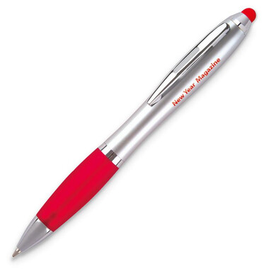 Penna a sfera in ABS con impugnatura morbida colore rosso
