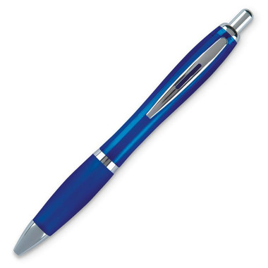 Penna a sfera in ABS con rifiniture in silver colore blu trasparente KC3314-23