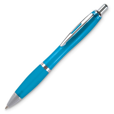 Penna a sfera in ABS con rifiniture in silver colore turchese