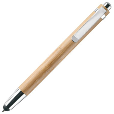 Penna a sfera in ABS e bamboo con punta touch colore legno MO8052-40