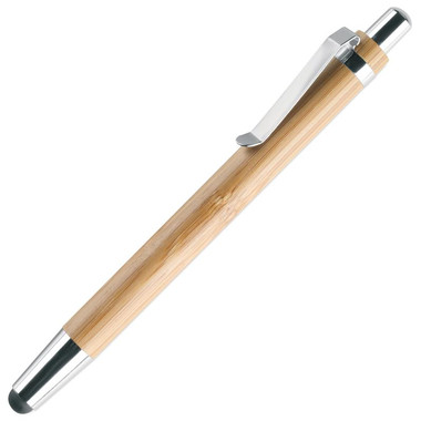 Penna a sfera in ABS e bamboo con punta touch colore legno