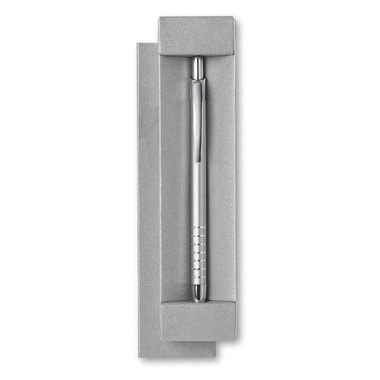 Penna a sfera in alluminio con confezione abbinata colore argento opaco