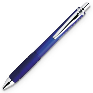 Penna a sfera in plastica con meccanismo a scatto colore blu trasparente