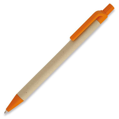 Penna a sfera in plastica e cartone riciclato colore arancio