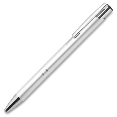 Penna blu automatica con finiture in alluminio colore argento