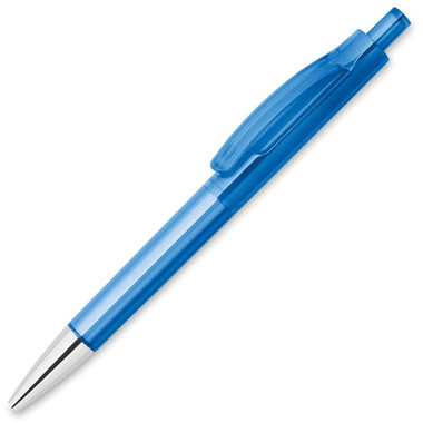 Penna con fusto trasparente in ABS colore blu trasparente MO8813-23