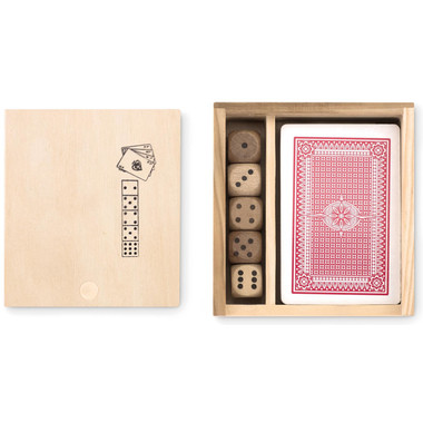 Set gioco carte e dadi con 54 carte da poker colore legno MO9187-40