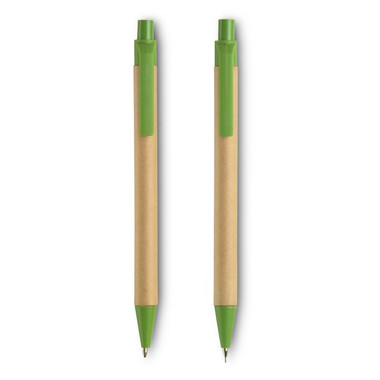Set penna a sfera   e matita automatica in cartone colore lime