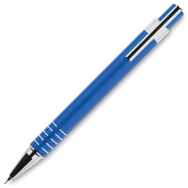 Set penna blu a sfera e matita in alluminio con astuccio colore blu