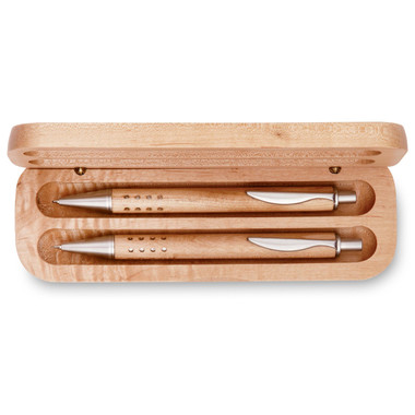 Set penna e matita in astuccio di legno colore legno