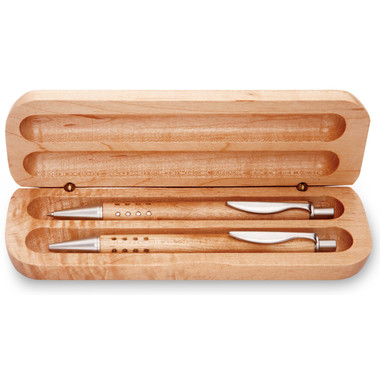 Set penna e matita in astuccio di legno colore legno