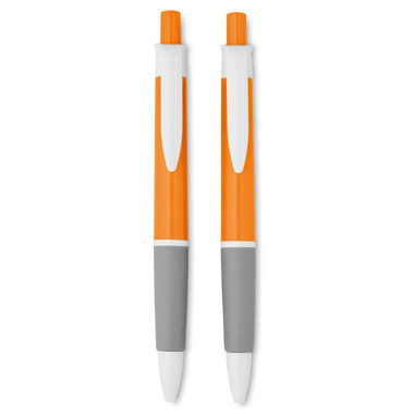 Set penna e matita in confezione in plastica colore arancio