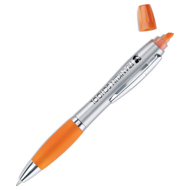 2in1 penna ed evidenziatore con impugnatura in gomma colore arancio