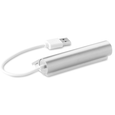 Hub USB da 4 porte in alluminio colore argento opaco