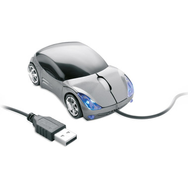 Mouse ottico USB a forma di automobile con 2 LED colore titanio