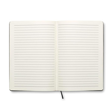 Notebook a righe in PU A5 con 80 pagine e tasca sul retro colore nero