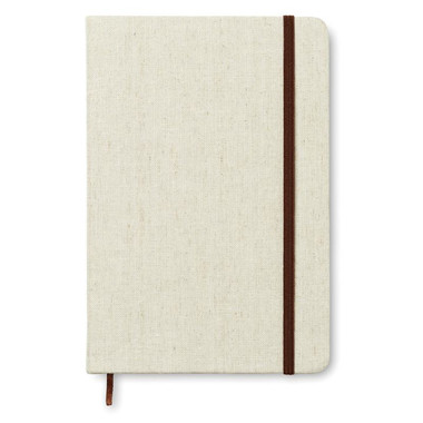 Notebook con cover in canvas e segna pagina colore beige MO8712-13