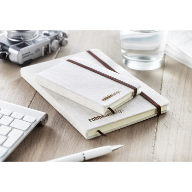 Notebook con cover in canvas e segna pagina colore beige