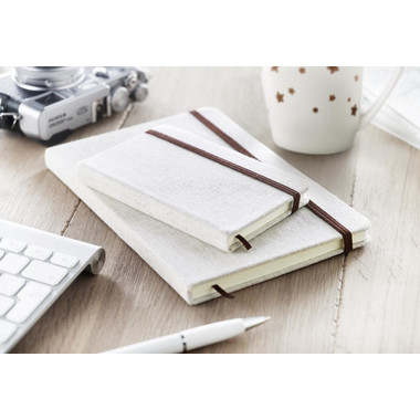 Notebook con cover in canvas e segna pagina colore beige