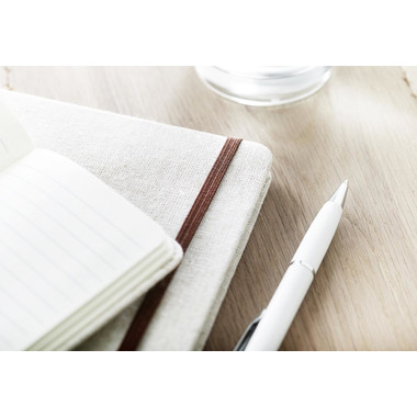 Notebook con cover in canvas e segna pagina colore beige